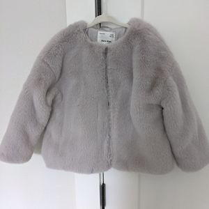 Zara faux fur grey coat size 6